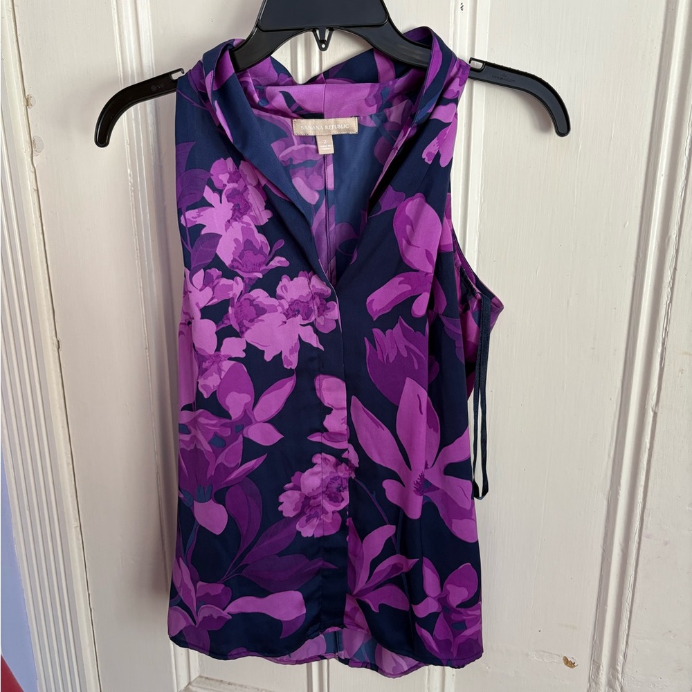 Banana Republic Floral Sleeveless Top - Purple and Blue